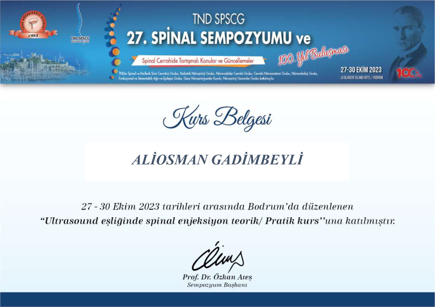 27-ci Spinal Simpozium — Türk Neyrocərrahi Dərnəyi